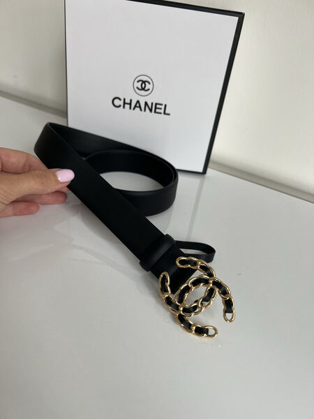 Женский ремень Chanel женский кожа черный 139163-2