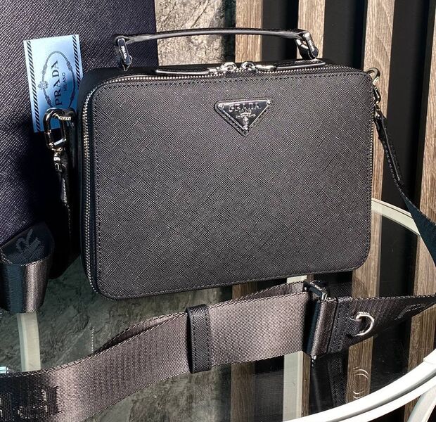 Мужская сумка мессенджер Prada мужской кожа черный 155340