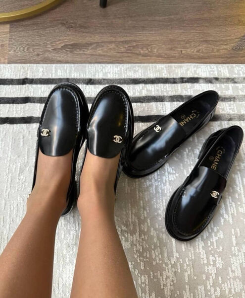 Туфли Chanel женский кожа черный 184318-4