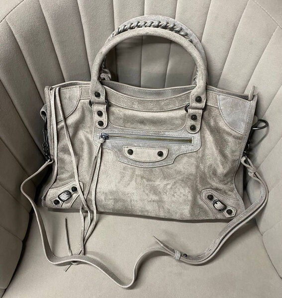 Сумка Balenciaga женский замша темно-серый 200108
