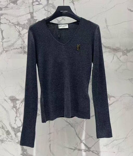 Лонгслив Saint Laurent женский темно-серый 201924
