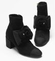 Ботильоны Chanel женский замша черный,белый 131474