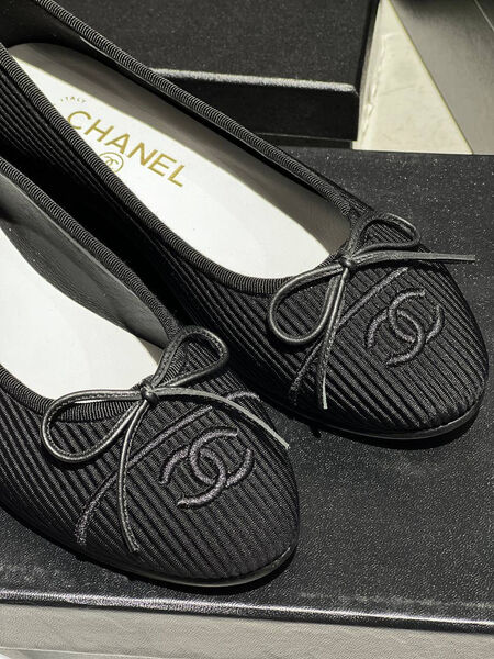 Балетки Chanel женский вельвет черный 149117-2