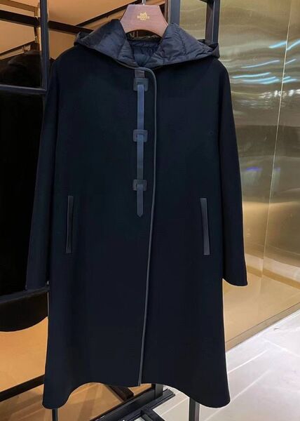 Пальто с жилетом Hermès женский черный,серебристый 123698
