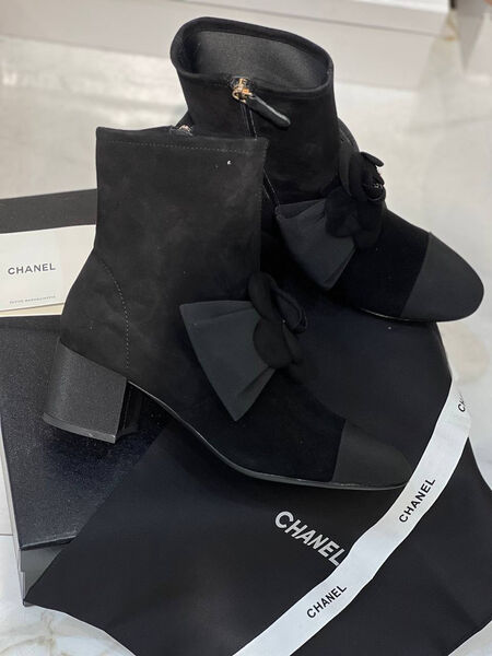 Ботильоны Chanel женский замша черный 131474-5