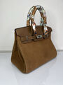 Сумка Hermès Birkin 30 женский замша бежевый 140083-2