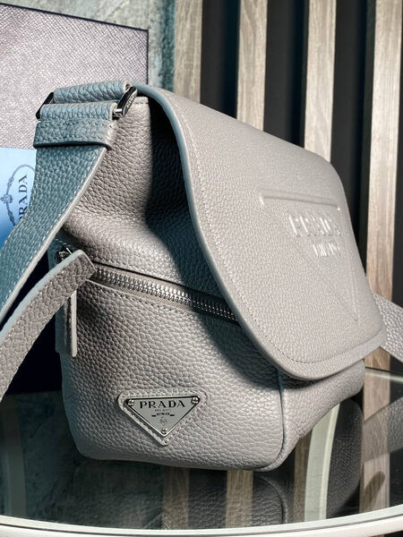 Мужская сумка мессенджер Prada мужской кожа графитовый 155336-3
