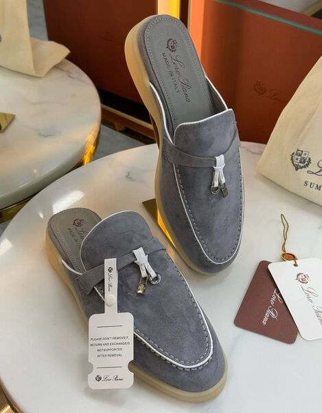 Сабо Loro Piana женский замша графитовый 183863