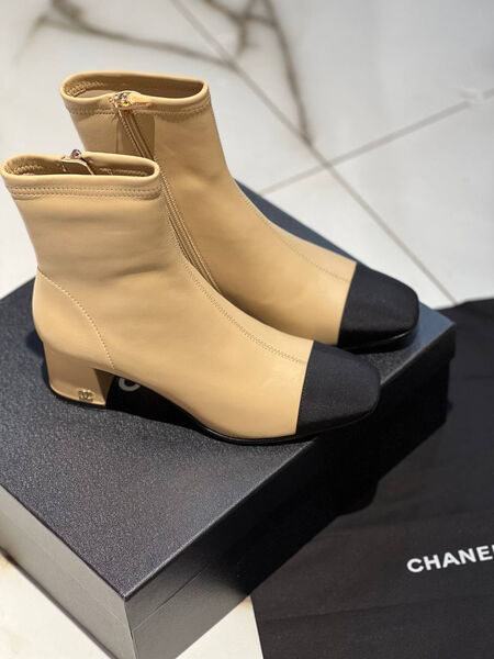 Ботильоны Chanel женский кожа бежевый 6254-5