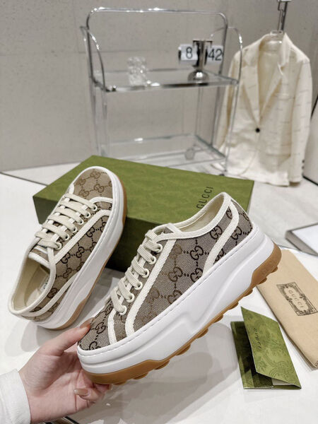 Кеды Gucci женский текстиль бежевый 113988-2