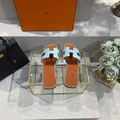 Шлепки Hermès женский кожа бирюзовый 89652-7