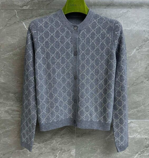 Кардиган Gucci женский вязаная ткань графитовый 163695
