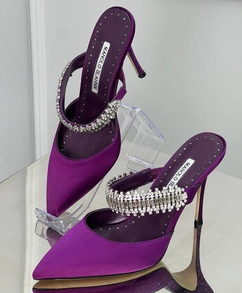 Туфли Manolo Blahnik женский сатин фиолетовый 141474