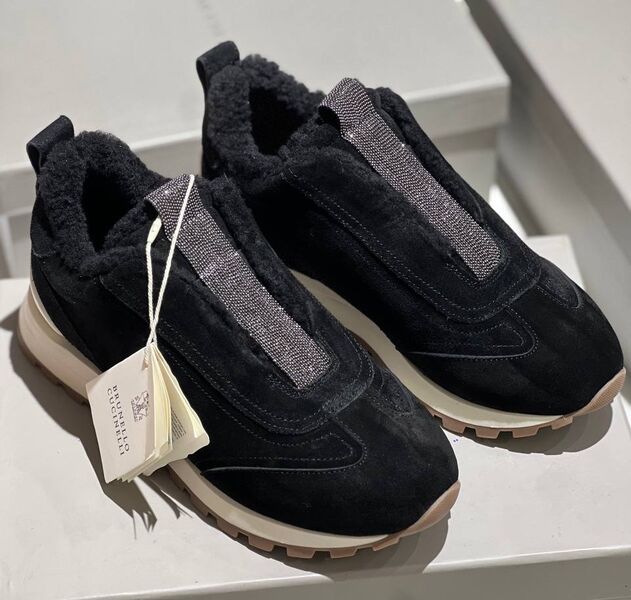 Кроссовки Brunello Cucinelli женский замша черный 166399