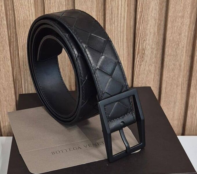 Мужской ремень Bottega Veneta мужской кожа черный 184865