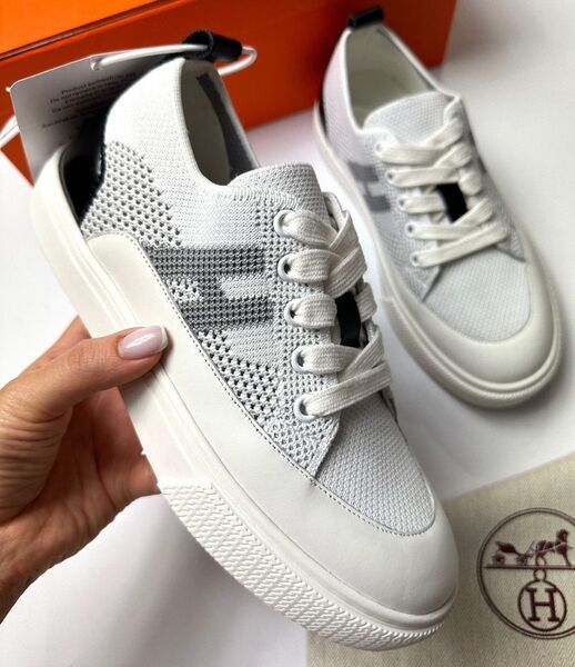 Кеды Hermès женский текстиль графитовый 119786