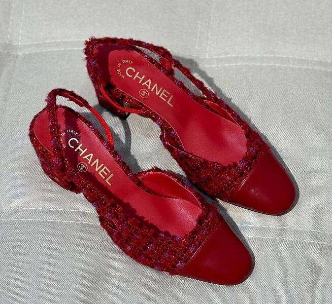 Туфли Chanel женский кожа бордовый 138361