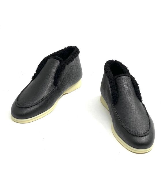 Мужские лоферы Loro Piana мужской кожа черный 169403-4