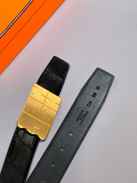 Мужской ремень Hermès мужской кожа черный 152909-4
