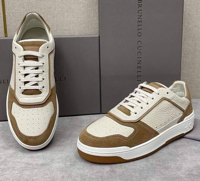 Мужские кеды Brunello Cucinelli мужской кожа горчичный 114472