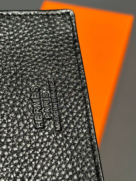 Мужской портмоне Hermès мужской кожа черный 154027-6