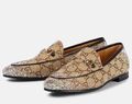 Лоферы Gucci женский текстиль светло-бежевый 175003