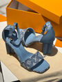 Босоножки Louis Vuitton женский джинса синий 111041-3