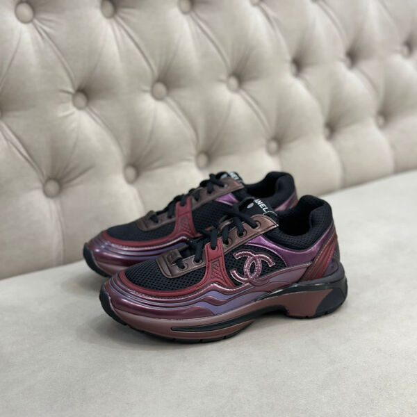 Кроссовки Chanel женский кожа бордовый 126340-3