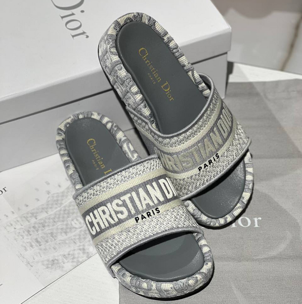 Шлепки Christian Dior женский текстиль графитовый 88368
