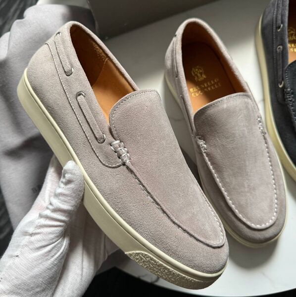 Мужские лоферы Brunello Cucinelli мужской замша графитовый 154471