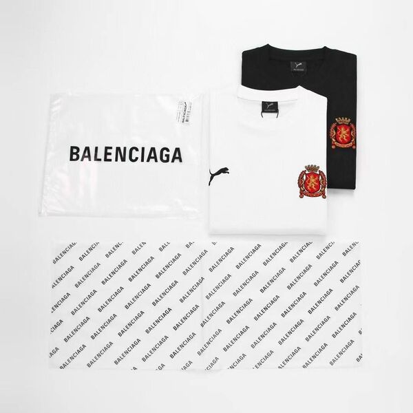 Мужская футболка Balenciaga x Puma мужской хлопок белый c2349754-1-9