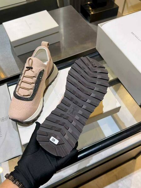 Женские кроссовки Brunello Cucinelli женский текстиль бежевый f0040076-1-7