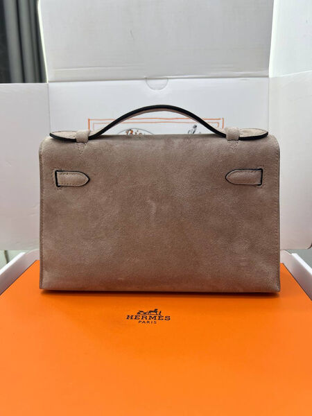 Сумка Hermèskelly Pochette женский замша графитовый 155744-6