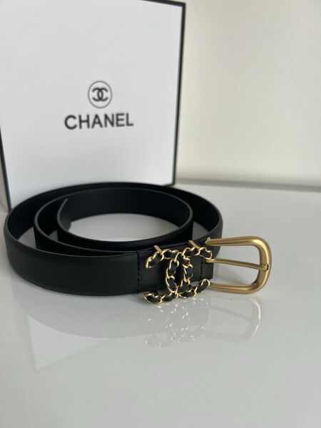 Женский ремень Chanel женский кожа черный 139175-2