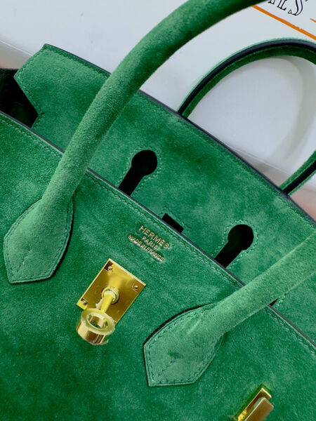 Сумка Hermès Birkin 25 женский замша болотный 155727-3