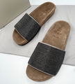 Шлепки Brunello Cucinelli женский текстиль графитовый 87768-1