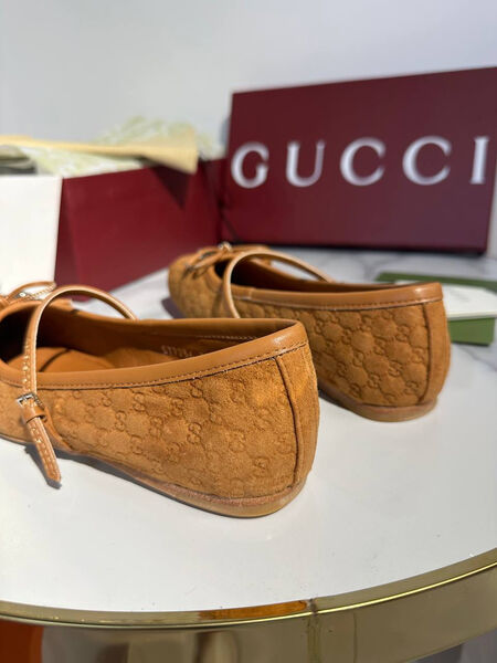 Балетки Gucci женский замша бежевый 182948-3