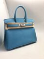 Сумка Hermès Birkin 30 ручная работа женский кожа бирюзовый 75349-2