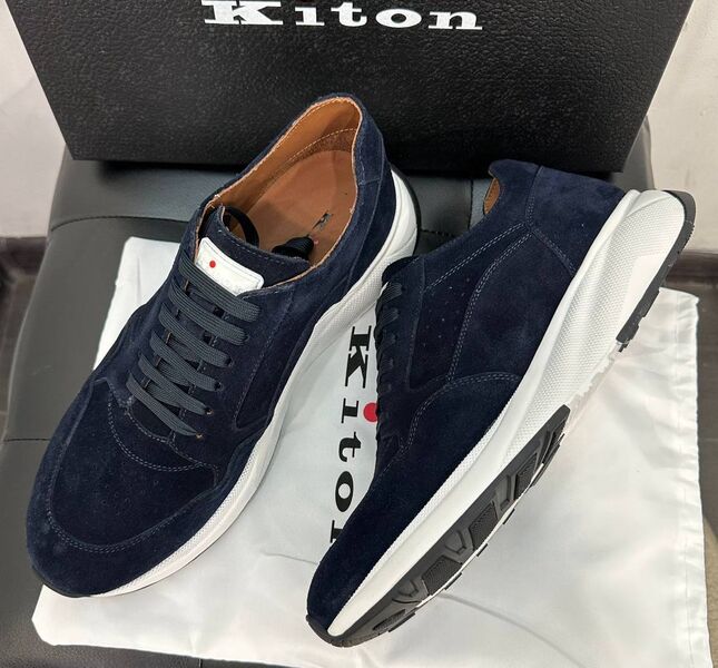 Мужские кроссовки Kiton мужской замша синий 175626