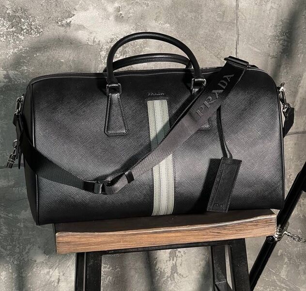 Дорожная сумка Prada мужской кожа черный 19284