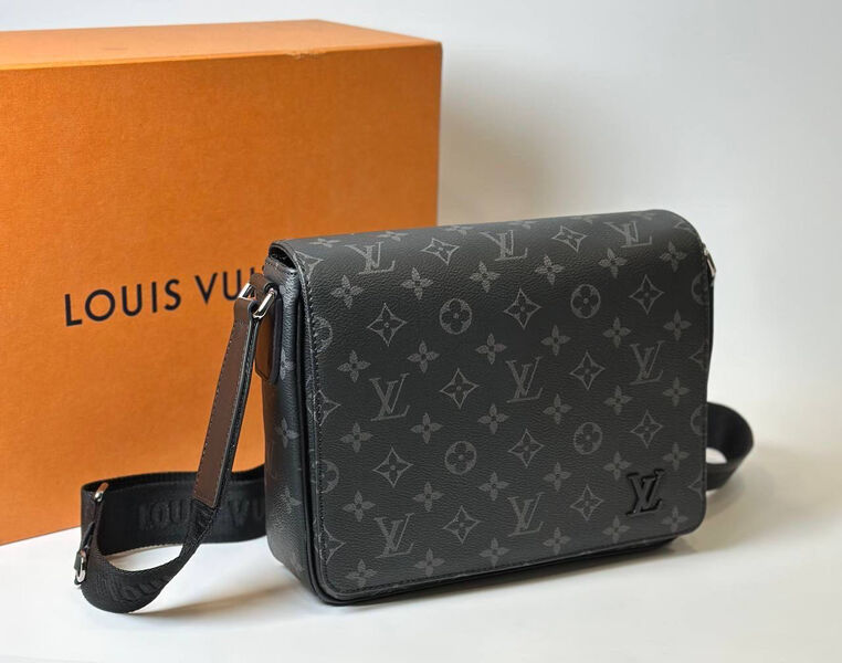 Мужская сумка мессенджер Louis Vuitton мужской кожа черный 129944-3