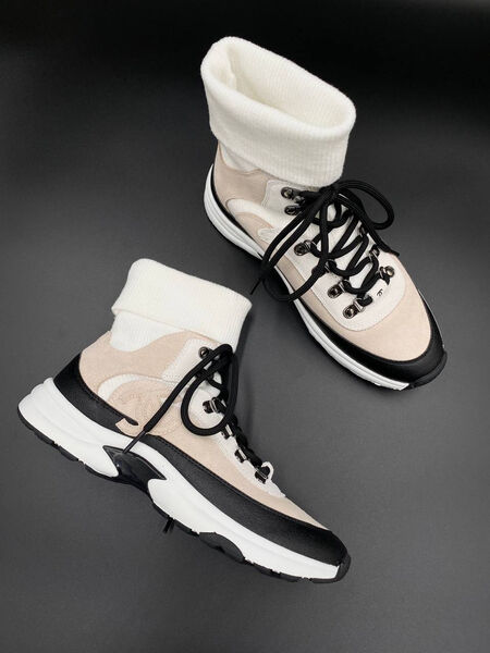Кроссовки Chanel женский замша бежевый 129275-2