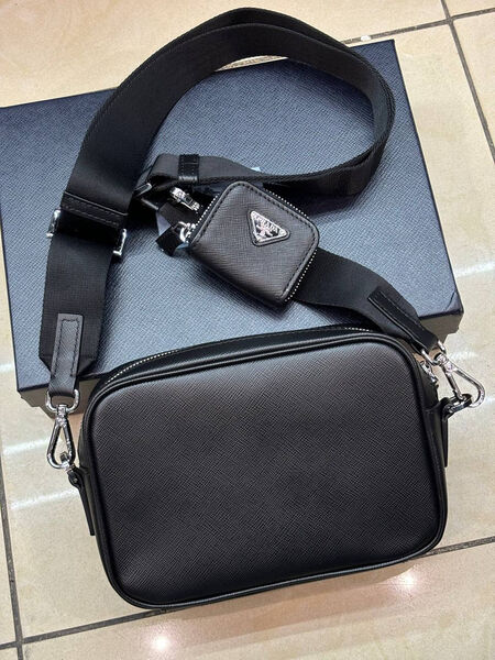 Мужская сумка мессенджер Prada мужской кожа черный 170382-2