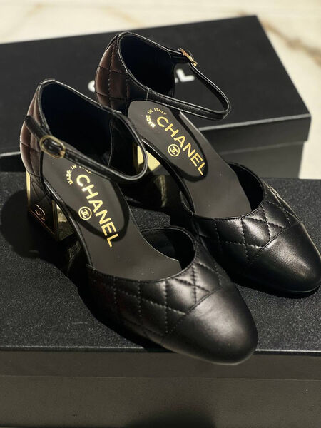 Туфли Chanel женский кожа черный 163296-4