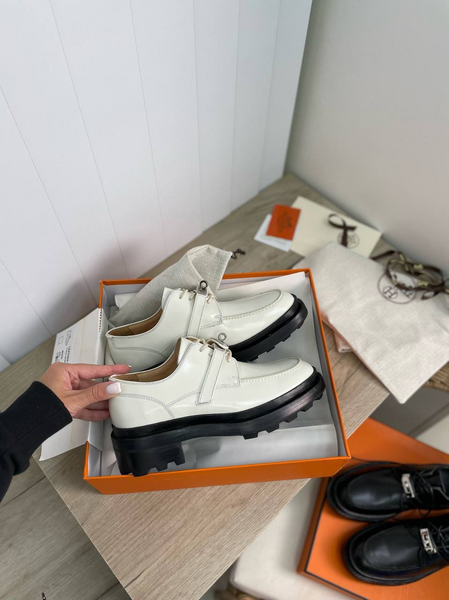 Дерби Hermès женский кожа белый 16355-12