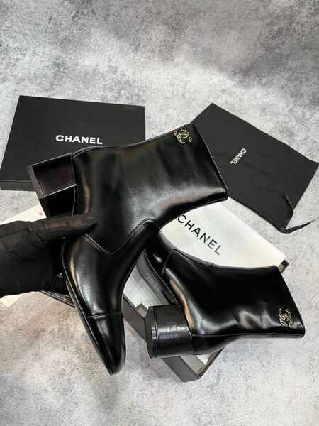 Ботильоны Chanel женский кожа черный 126116-2