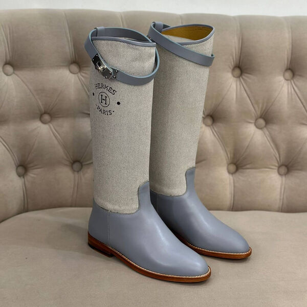Сапоги Hermès женский кожа графитовый 128702-2