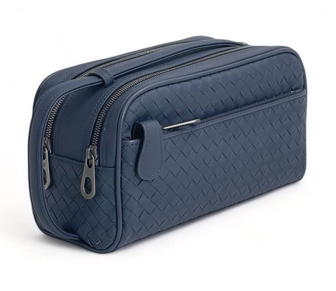 Мужской несессер косметичка Bottega Veneta мужской кожа синий 149992