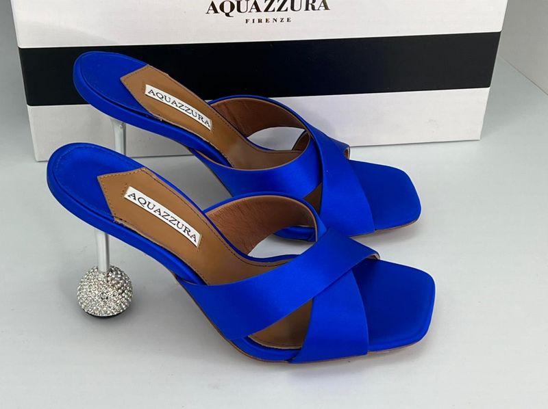 Босоножки Aquazzura женский ткань синий 11795-3