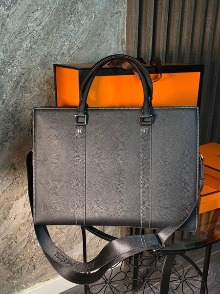 Мужской портфель Hermès мужской кожа черный 132082-6